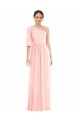 Discount One Shoulder Bell Sleeves Chiffon Maxi Bridesmaid Dress UK