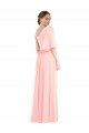 Discount One Shoulder Bell Sleeves Chiffon Maxi Bridesmaid Dress UK