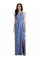 Discount Sleeveless Chiffon Bridesmaid Dress with Draped Front Slit UK