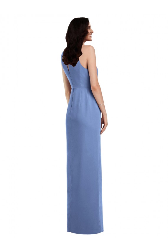 Discount Sleeveless Chiffon Bridesmaid Dress with Draped Front Slit UK
