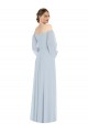 Discount Off the Shoulder Puff Sleeve Maxi Formal Bridesmaid Dress with Front Slit UK