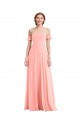 Discount Off the Shoulder Ruffle Cuff Sleeve Chiffon Maxi Bridesmaid Dress UK
