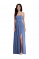 Discount Slim Spaghetti Straps Chiffon Bridesmaid Dress with Front Slit UK