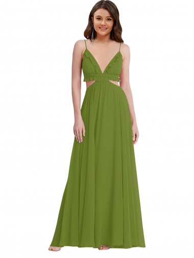 Discount Ruffled Chiffon Cutout Maxi Bridesmaid Dress UK
