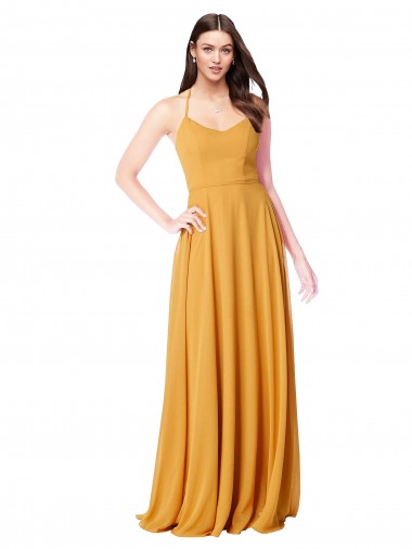 Discount Chiffon A-Line Bridesmaid Dress with Halter Back UK