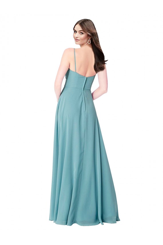 Discount Draped Empire V-Neck Chiffon Bridesmaid Dress UK
