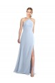 Discount Halter Neck Long Chiffon Bridesmaid Dress with Strappy Back and Daring Side Slit UK