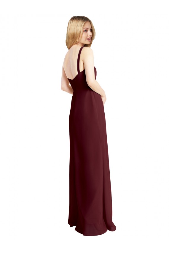 Discount Square Neckline Soft A-Line Chiffon Bridesmaid Dress with Side Slit UK