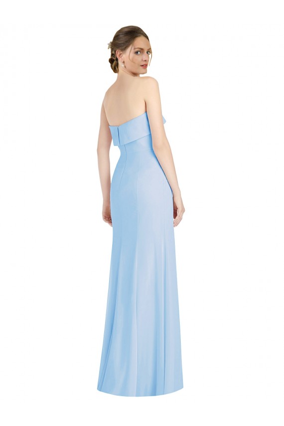 Discount Strapless Trumpet Chiffon Formal Bridesmaid Dress with Thigh high Slit UK