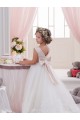 Discount Ivory Ball Gown Bateau Neck Chapel Train V-Back Flower Girl Dress UK