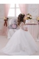 Discount Ivory Ball Gown Bateau Neck Long Chapel Train Sleeveless Flower Girl Dress UK