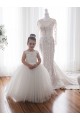 Discount Ivory Ball Gown Chapel Train Sleeveless Flower Girl Dress UK