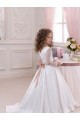 Discount Ivory Ball Gown V-Neck Chapel Train Long Sleeve Flower Girl Dress UK