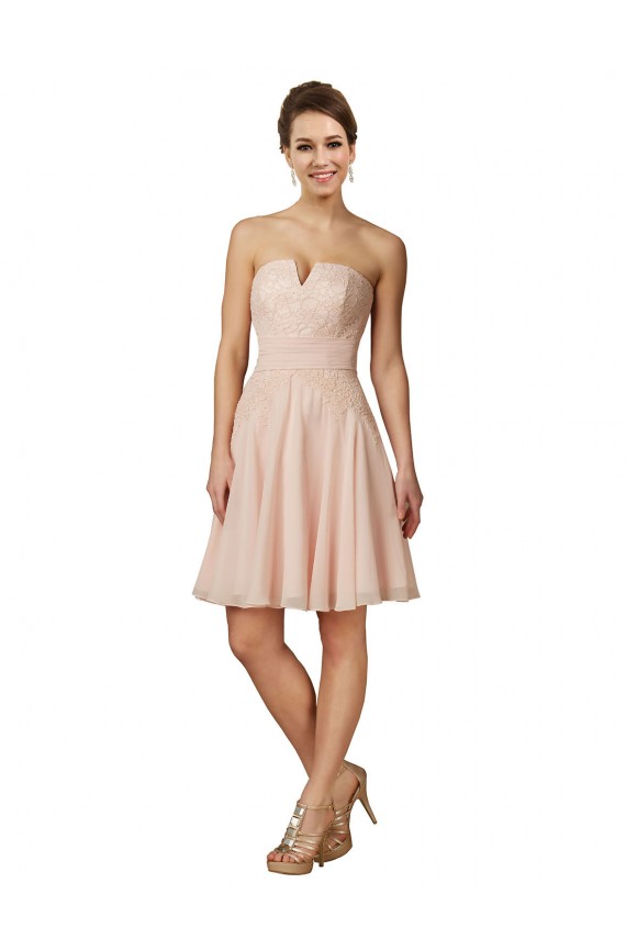 Discount Lace and Chiffon Bridesmaid Dress / Cocktail Dress with Unique Neckline UK