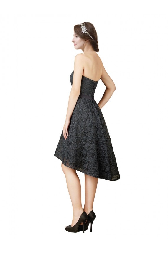 Discount Lace Cocktail Bridesmaid Dress with Hi-Low Hemline UK