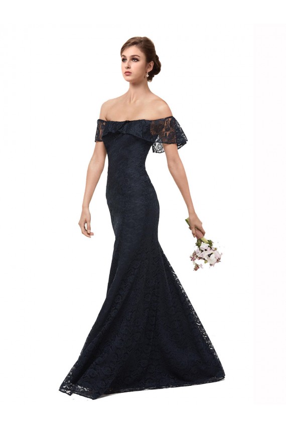 Discount Off the Shoulder Long Lace Bridesmaid Dress / Prom Dress with Flutter Sleeves UK