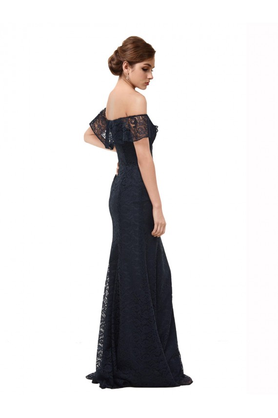 Discount Off the Shoulder Long Lace Bridesmaid Dress / Prom Dress with Flutter Sleeves UK