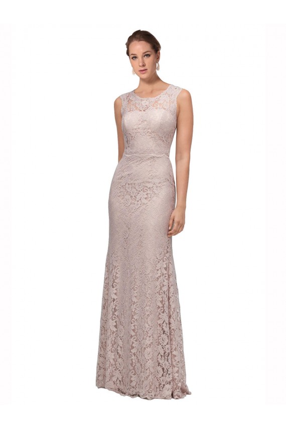 Discount Long Sleeveless All Lace Bridesmaid Dress / Prom Dress with Scoop Neckline UK