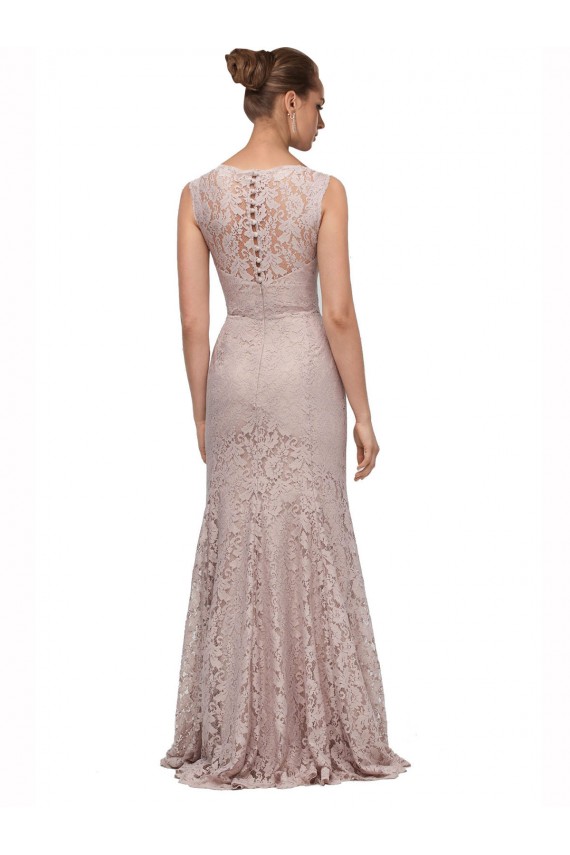 Discount Long Sleeveless All Lace Bridesmaid Dress / Prom Dress with Scoop Neckline UK