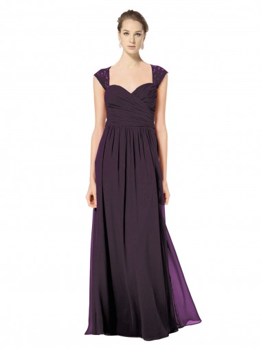 Discount Long Chiffon Sweetheart Bridesmaid with Lace Straps and Keyhole Back UK