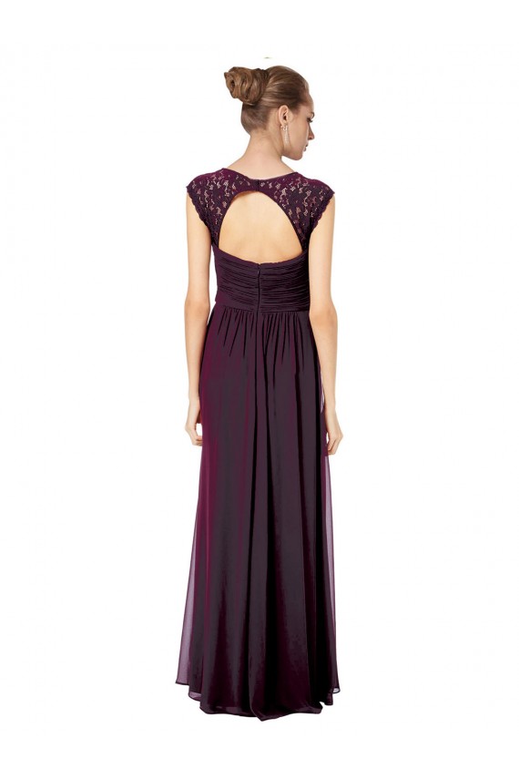 Discount Long Chiffon Sweetheart Bridesmaid with Lace Straps and Keyhole Back UK