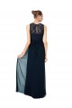 Discount Long Chiffon Bridesmaid Dress with Lace Sleeveless Bodice and Keyhole Back UK