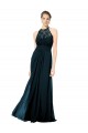 Discount Lace Halter Bodice Long Chiffon Bridesmaid Dress UK