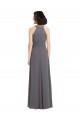 Discount Long Chiffon Bridesmaid Dress with Corded Lace Bodice UK