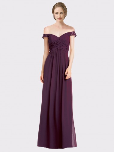 Discount Sweetheart Long Bridesmaid Dress with Off the Shoulder Cap Sleeve Lace Bodice UK