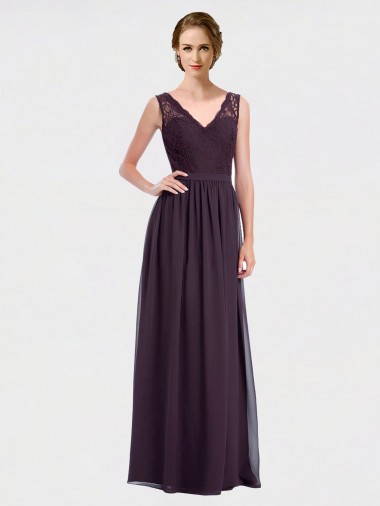 Discount V-Neck Bridesmaid Dress with Corded Lace Bodice UK