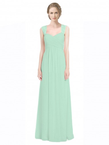 Discount Sweetheart Chiffon Bridesmaid Dress with Lace Straps and Keyhole Back UK