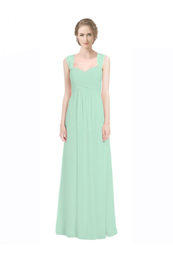 Discount Sweetheart Chiffon Bridesmaid Dress with Lace Straps and Keyhole Back UK