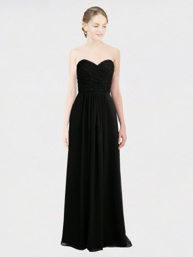 Discount Long Strapless Lace Bodice Bridesmaid Dress with Sweetheart Neckline and Criss-Cross Pleats UK