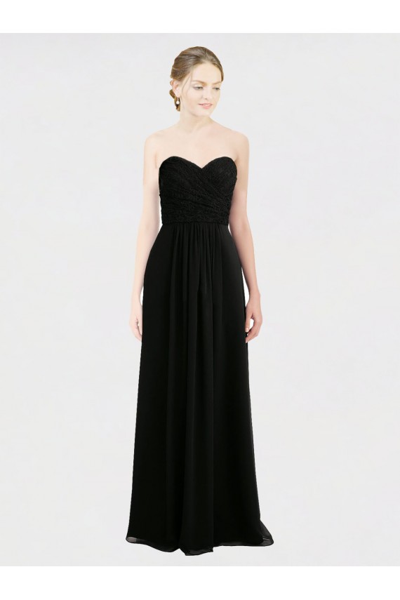 Discount Long Strapless Lace Bodice Bridesmaid Dress with Sweetheart Neckline and Criss-Cross Pleats UK