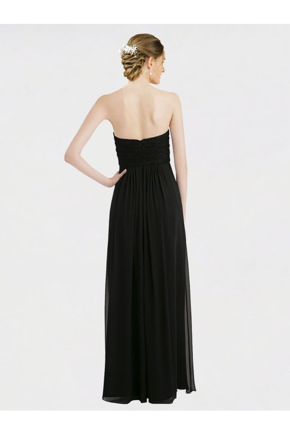 Discount Long Strapless Lace Bodice Bridesmaid Dress with Sweetheart Neckline and Criss-Cross Pleats UK