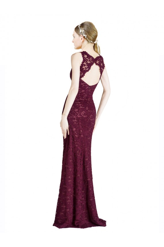 Discount Long Lace Bridesmaid Dress / Prom Dress with Peekaboo Bodice and Keyhole Back UK