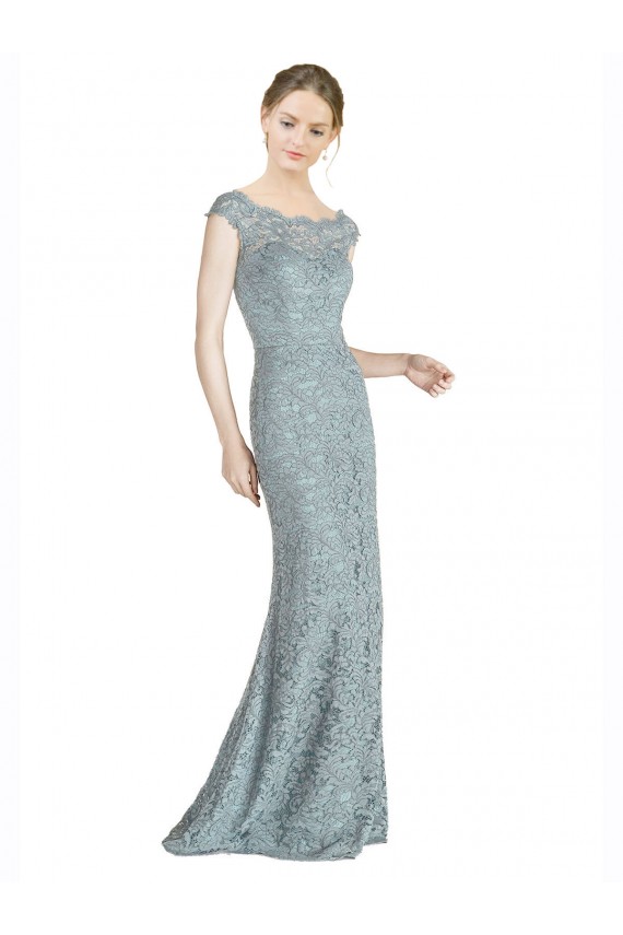 Discount Off the Shoulder Mermaid Lace Bridesmaid Dress / Prom Dress with Cap Sleeves UK