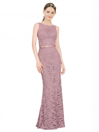 Discount Sleeveless Crop Top High Neck Mermaid Lace Bridesmaid Dress / Prom Dress UK