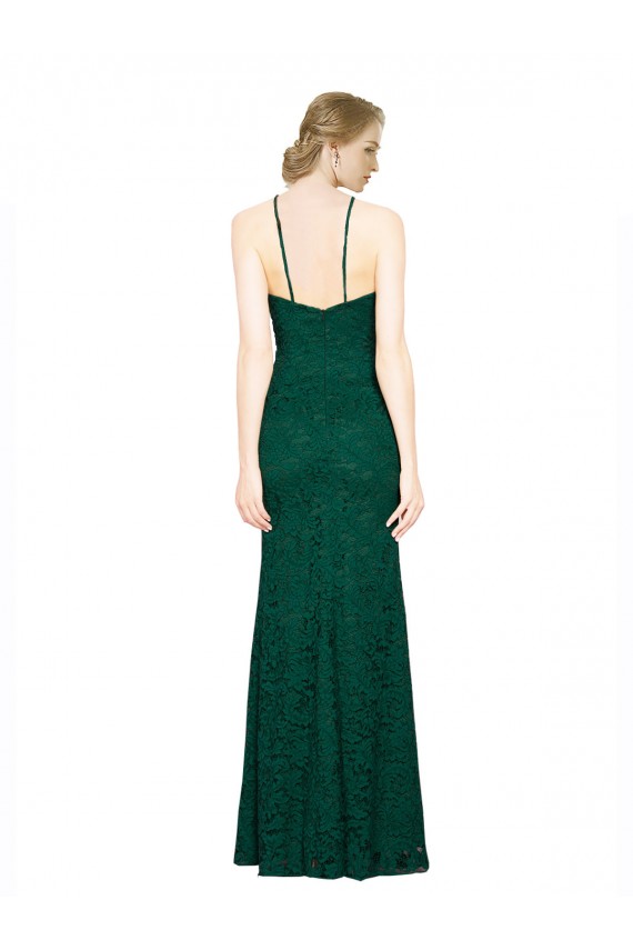 Discount High Illusion Halter Neck Long Lace Bridesmaid Dress / Prom Dress UK