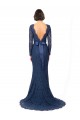 Discount Long Sleeves Floor Length Vintage Lace Bridesmaid Dress with Deep V-Back UK