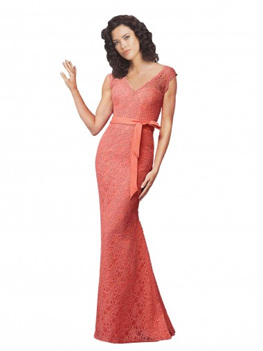 Discount Mermaid Long V-Neck Lace Bridesmaid Dress with Open Back UK