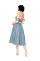Discount Off the Shoulder Sweetheart Chantilly Lace Midi Length Cocktail Bridesmaid Dress UK