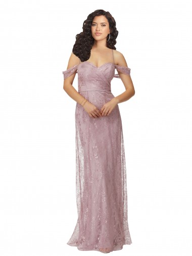 Discount Sweetheart Chantilly Lace Bridesmaid Dress with Off the Shoulder Sleeves UK