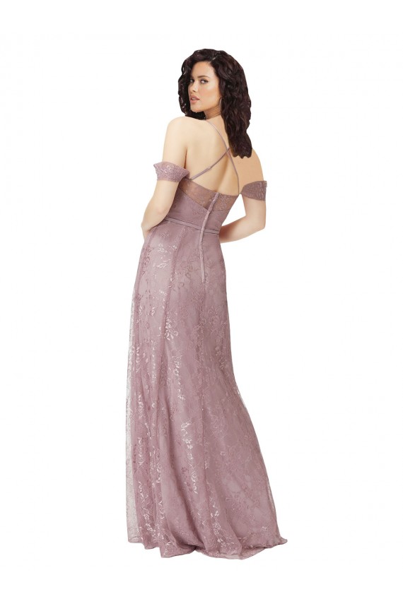 Discount Sweetheart Chantilly Lace Bridesmaid Dress with Off the Shoulder Sleeves UK