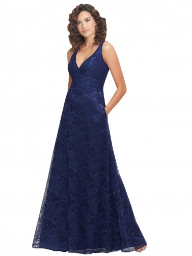 Discount Chantilly Lace V-Neck Bridesmaid Dress UK
