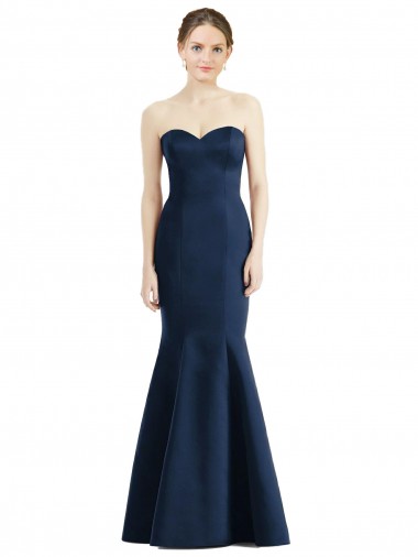 Discount Long Mermaid Full Length Strapless Satin Bridesmaid Dress UK