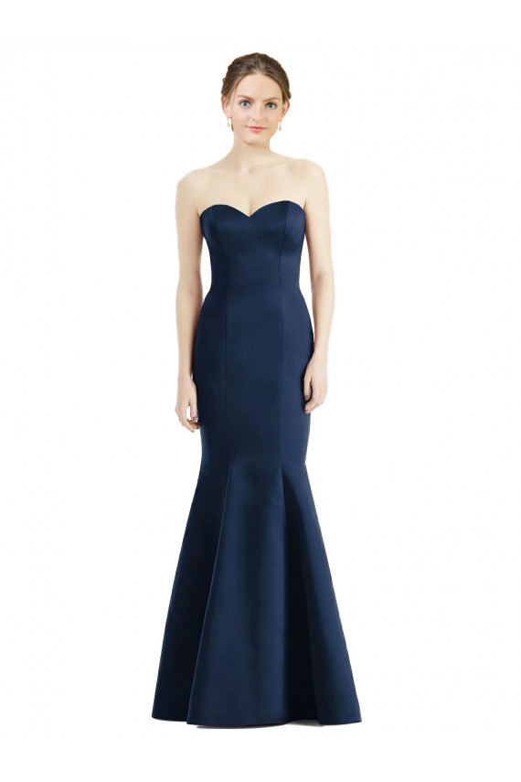 Discount Long Mermaid Full Length Strapless Satin Bridesmaid Dress UK