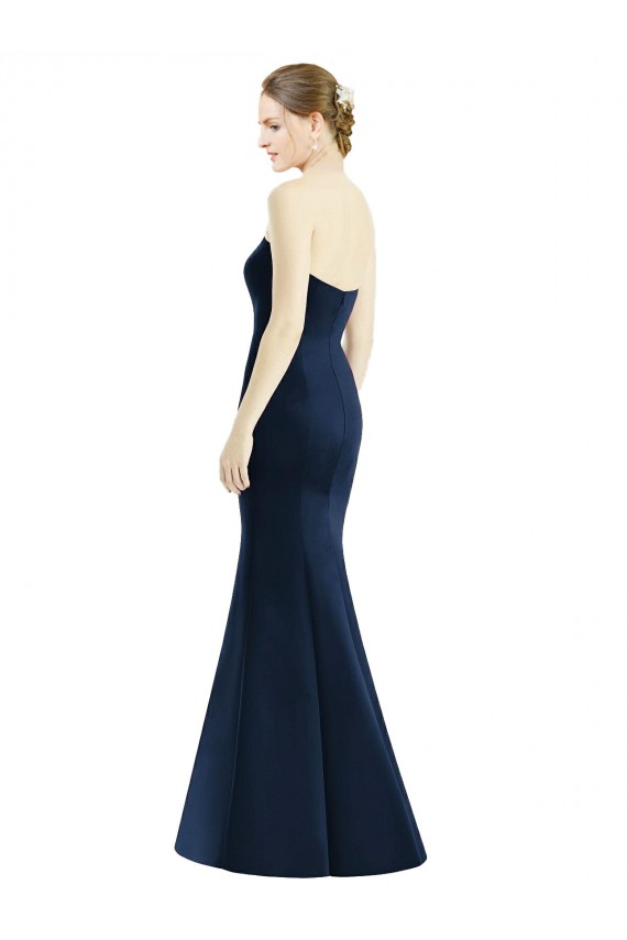 Discount Long Mermaid Full Length Strapless Satin Bridesmaid Dress UK