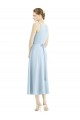 Discount Short Tea Length V-Neck Satin Bridesmaid Dress UK