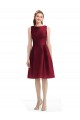 Discount Short Midi Length Satin Cocktail Bridesmaid Dress with Bateau Neckline and V-Back UK